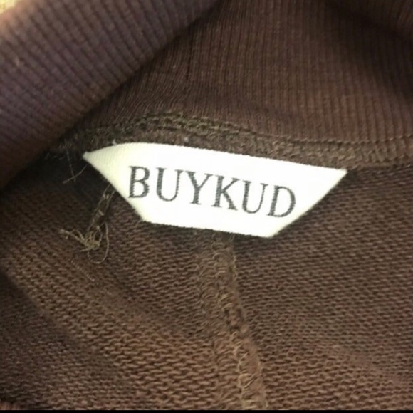 Buykud coffee colored sweat shirt with striped sleeve insert. L cotton - Picture 3 of 5